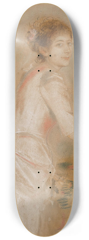 Franz von Lenbach - Portrt einer jungen Dame im weien Kleid 8.25 inch art skate deck