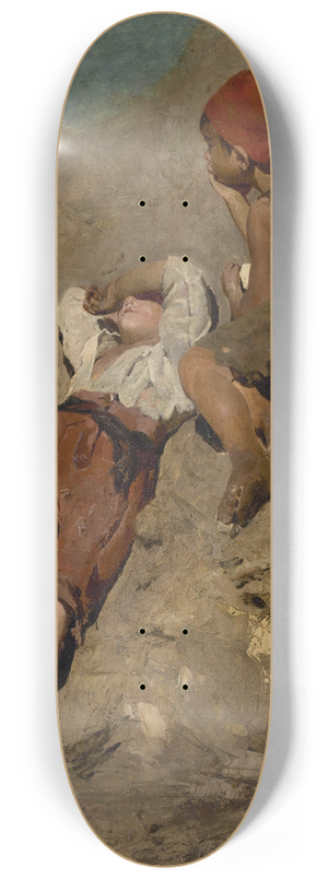 Franz von Lenbach - Two Peasant Boys on a Slope 8.25 inch art skate deck