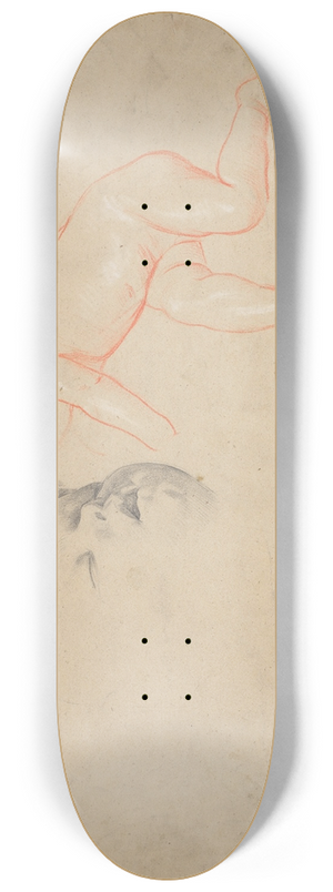 Franz von Matsch - Studien eines Kleinkindes, eines Kleinkinderkopfes schlafend, eines Frauenkopfes 8.25 inch art skate deck