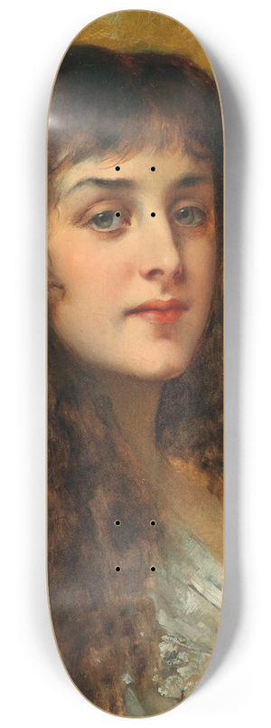 Conrad Kiesel - Bildnis einer Dame mit Schneerosen im Haar 8.25 inch art skate deck