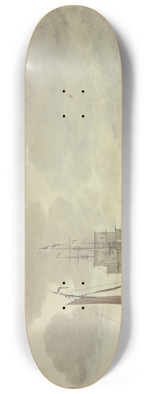 Cornelis de Grient - Marine, rechts ein Ruderboot mit fnf Figuren 8.25 inch art skate deck