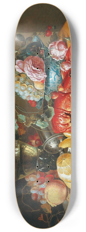 Cornelis Mahu - A still life with fruit and a boiled lobster 8.25 inch art skate deck