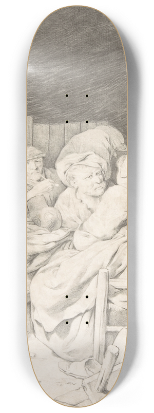 Cornelis Pietersz. Bega - Peasants Gathered at an Inn 8.25 inch art skate deck