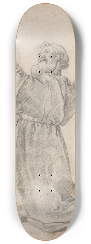 Cornelis Saftleven - Kneeling Monk Holding a Crucifix 8.25 inch art skate deck