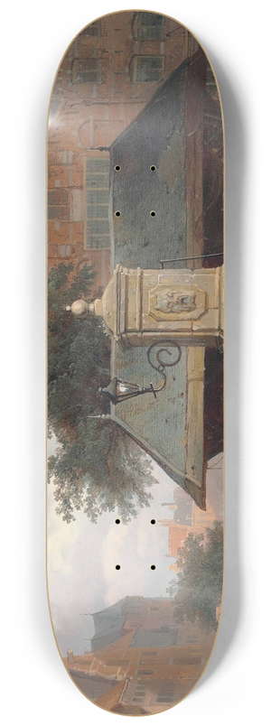 Cornelis Springer - By the well in a Dutch town square 8.25 inch art skate deck