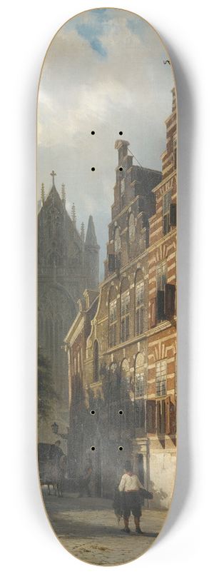 Cornelis Springer - The Kerkgracht In Leiden 8.25 inch art skate deck