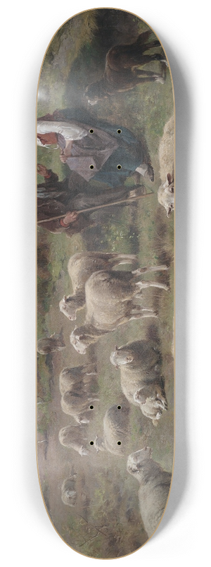 Cornelius van Leemputten - Schferpaar mit Herde in Weidelandschaft 8.25 inch art skate deck