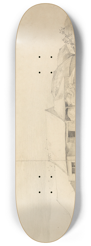 Cornelius Varley - Farm Buildings with Stack Makers 8.25 inch art skate deck