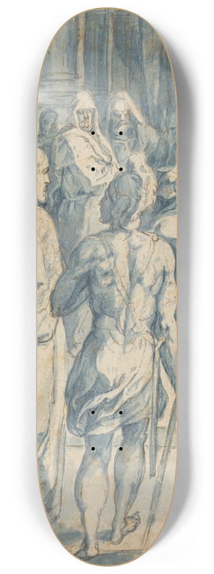 Crispijn van den Broeck - Christ before Caiaphas 8.25 inch art skate deck