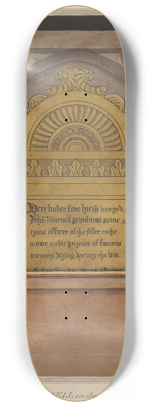 Daniel Lysons - Brass Plate for John Burnell from Drayton Church 8.25 inch art skate deck