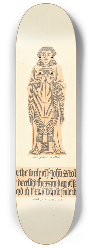 Daniel Lysons - Brass Plate Monument for John Stockton, West Wickham Church 8.25 inch art skate deck