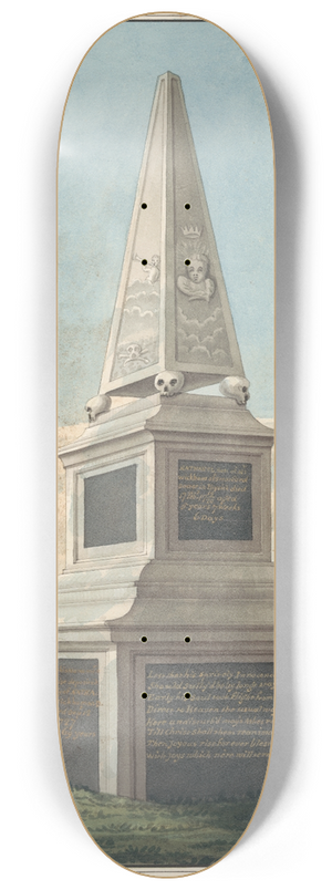 Daniel Lysons - Tomb of Nathaniel Wickham, from West Ham Churchyard 8.25 inch art skate deck