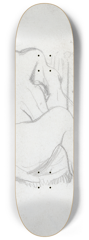 Daniel Maclise - A Baby Elephant sitting by a fence 8.25 inch art skate deck