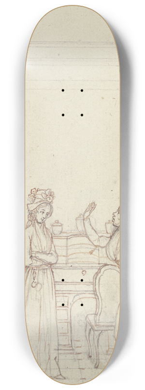 Daniel Nikolaus Chodowiecki - Links steht Clarissa, leicht nach rechts gewandt 8.25 inch art skate deck
