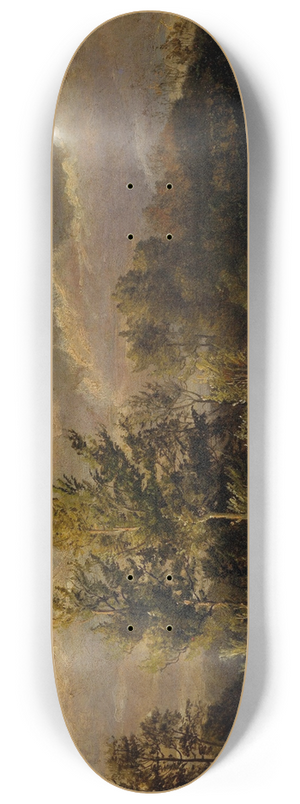 Dankvart Dreyer - A forest lake surrounded by birches. Study 8.25 inch art skate deck