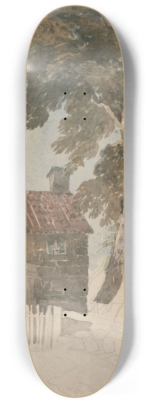 David Cox - Cottage and Trees 8.25 inch art skate deck