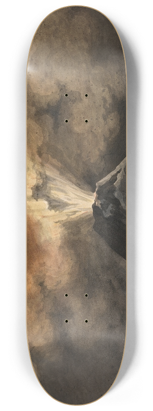 David Humbert de Superville - An erupting volcano by night 8.25 inch art skate deck