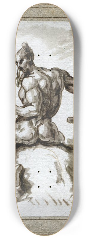 David Humbert de Superville - Bebaarde naakte man, vermoedelijk te paard (rugfiguur) 8.25 inch art skate deck