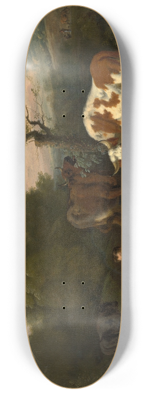 Dirck van Bergen - Landscape with a Shepherd 8.25 inch art skate deck