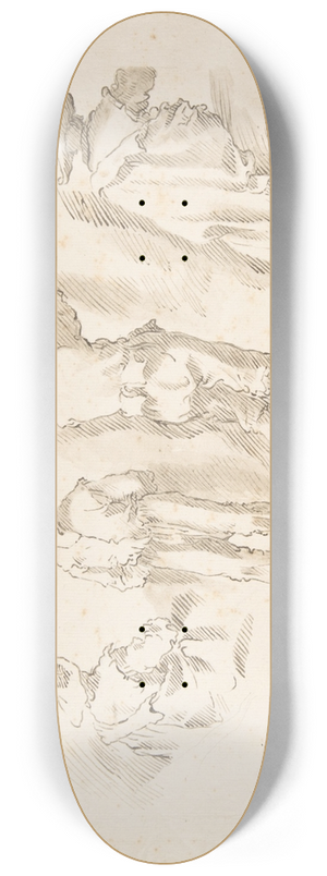 Domenico Gargiulo - Figure Studies; Two Standing and Two Seated Men 8.25 inch art skate deck