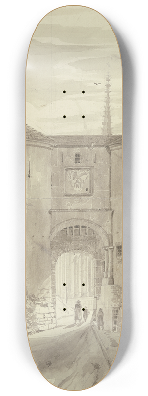 Domenico Quaglio the Younger - Altes Stadttor mit zwei Trmen 8.25 inch art skate deck