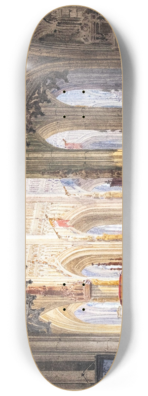 Domenico Quaglio the Younger - Blick in das Langhaus einer gotischen Kathedrale 8.25 inch art skate deck