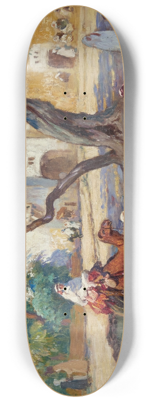 Frederick Arthur Bridgman - A view of an Algerian village 8.25 inch art skate deck