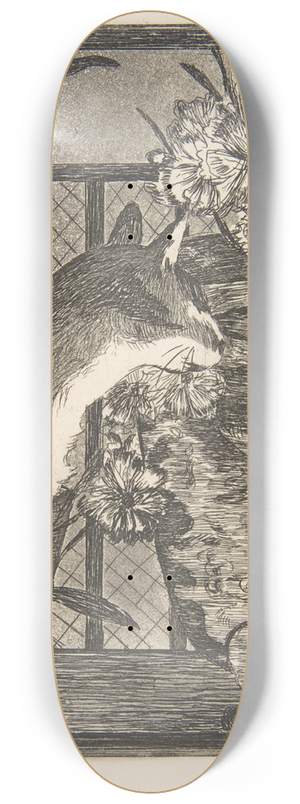 douard Manet - Cat and Flowers 8.25 inch art skate deck