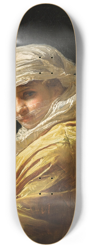 Frederick Arthur Bridgman - Young womanin a white turban 8.25 inch art skate deck