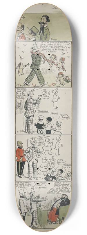 Frederick Burr Opper - [Happy Hooligan]. Art is long, but Happy is unlucky! 8.25 inch art skate deck