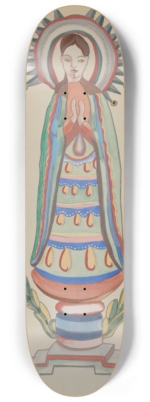 E. Boyd - New Mexico, Bulto, Polychromed Wooden Figure 8.25 inch art skate deck