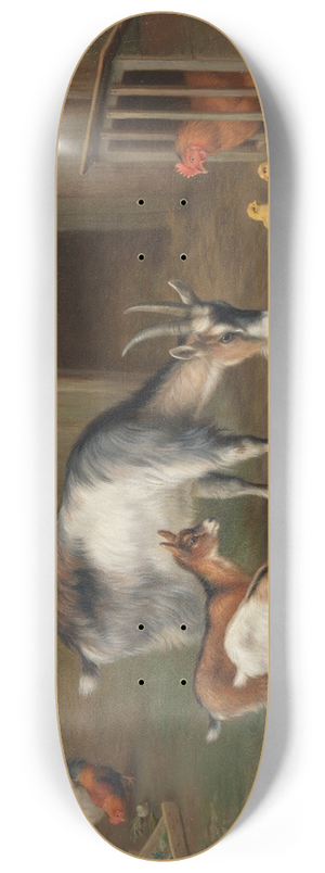 Edgar Hunt - Goats and chickens in a farmyard 8.25 inch art skate deck