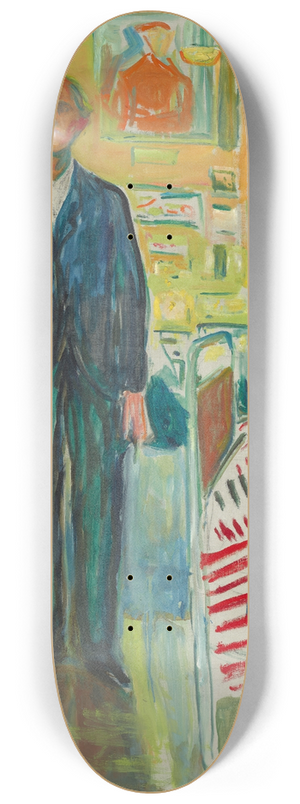 Edvard Munch - Self-Portrait 8.25 inch art skate deck