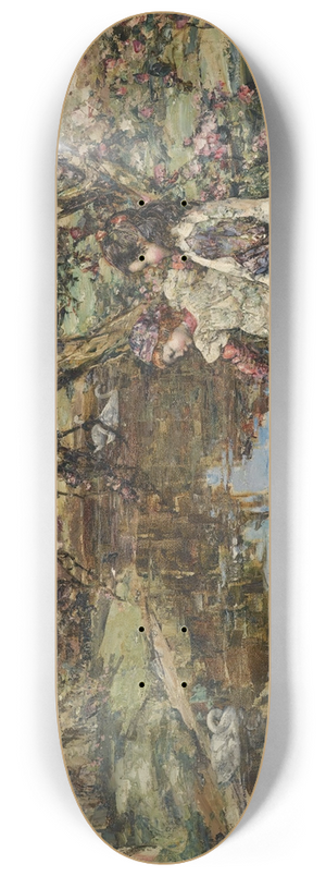 Edward Atkinson Hornel - Feeding The Swans 8.25 inch art skate deck