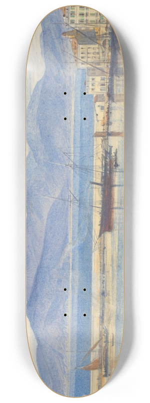 Edward Lear - A View of the Harbour at Cannes 8.25 inch art skate deck