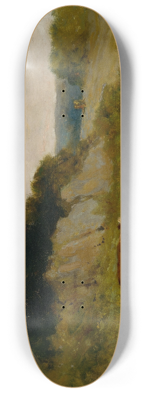Edward Mitchell Bannister - Untitled (landscape with two cows) 8.25 inch art skate deck
