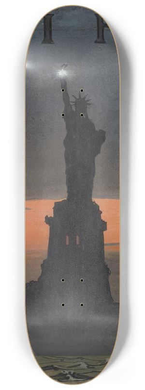 Edward Vincent Brewer - Lady Liberty at Night 8.25 inch art skate deck