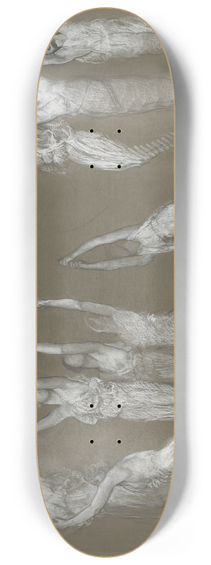 Edwin Austin Abbey - Compositional study for The Spirit of Light, lunette 8.25 inch art skate deck