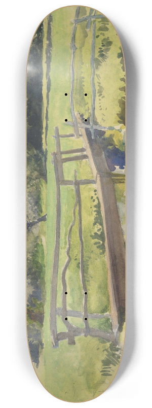 Edwin Austin Abbey - Landscape, marsh andbridge 8.25 inch art skate deck