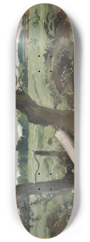 Edwin Austin Abbey - Study of two trees and afield 8.25 inch art skate deck