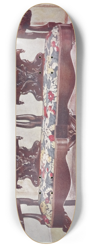 Edwin Foley - Carved walnut darby and Joan settee 8.25 inch art skate deck