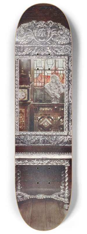 Edwin Foley - Mirror, gueridons, and table overlaid with silver plaques 8.25 inch art skate deck
