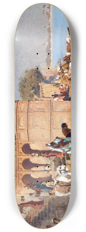 Edwin Lord Weeks - Along the Ghats, Mathura 8.25 inch art skate deck