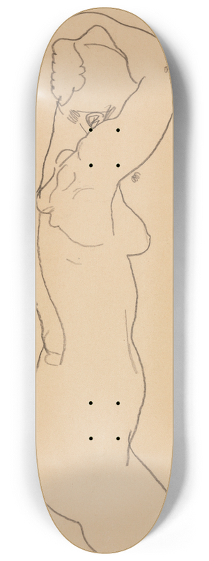 Egon Schiele - Standing Nude, Facing Right 8.25 inch art skate deck