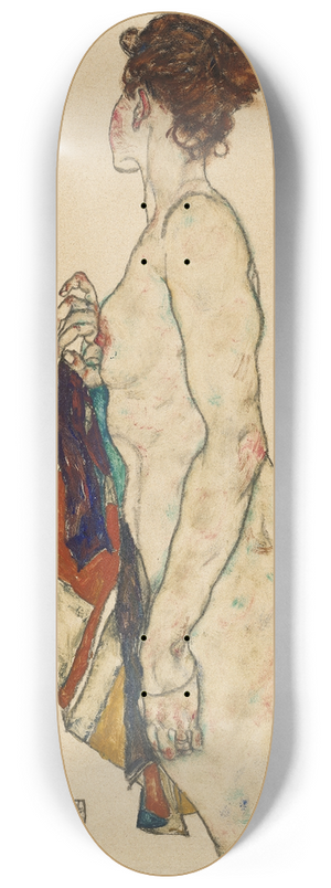 Egon Schiele - Standing Nude with a Patterned Robe 8.25 inch art skate deck