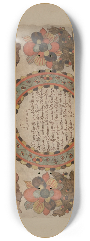 Elmer G. Anderson - Pa. German Birth Certificate 8.25 inch art skate deck