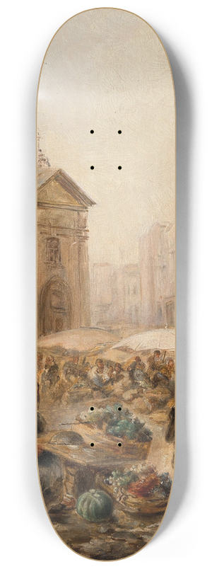 Emil Barbarini - A Market Scene 8.25 inch art skate deck