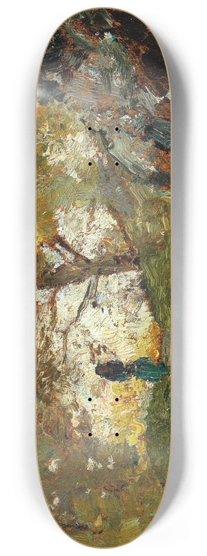 Emil Jakob Schindler - Woodland Path with decorative figures 8.25 inch art skate deck