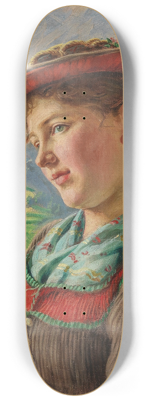 Emil Rau - Girl in a Mountain Setting 8.25 inch art skate deck