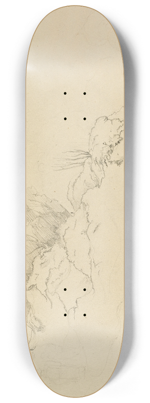 Ernst Ferdinand Oehme - Rocky Forest with Strollers 8.25 inch art skate deck